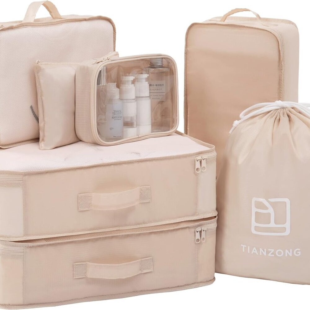 7-piece Set Packing Cubes, Travel Bags for Luggage, Packing Organizers with Shoe